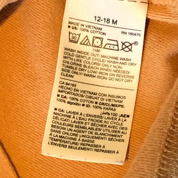 Old Navy Tan Shirt Long Sleeve Silk Screen Fox Size 12-18 Months Unisex - Picture 5 of 8